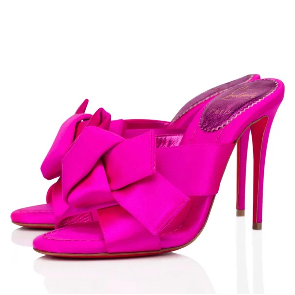 Christian Louboutin Matricia Bow Satin Slide Sandal